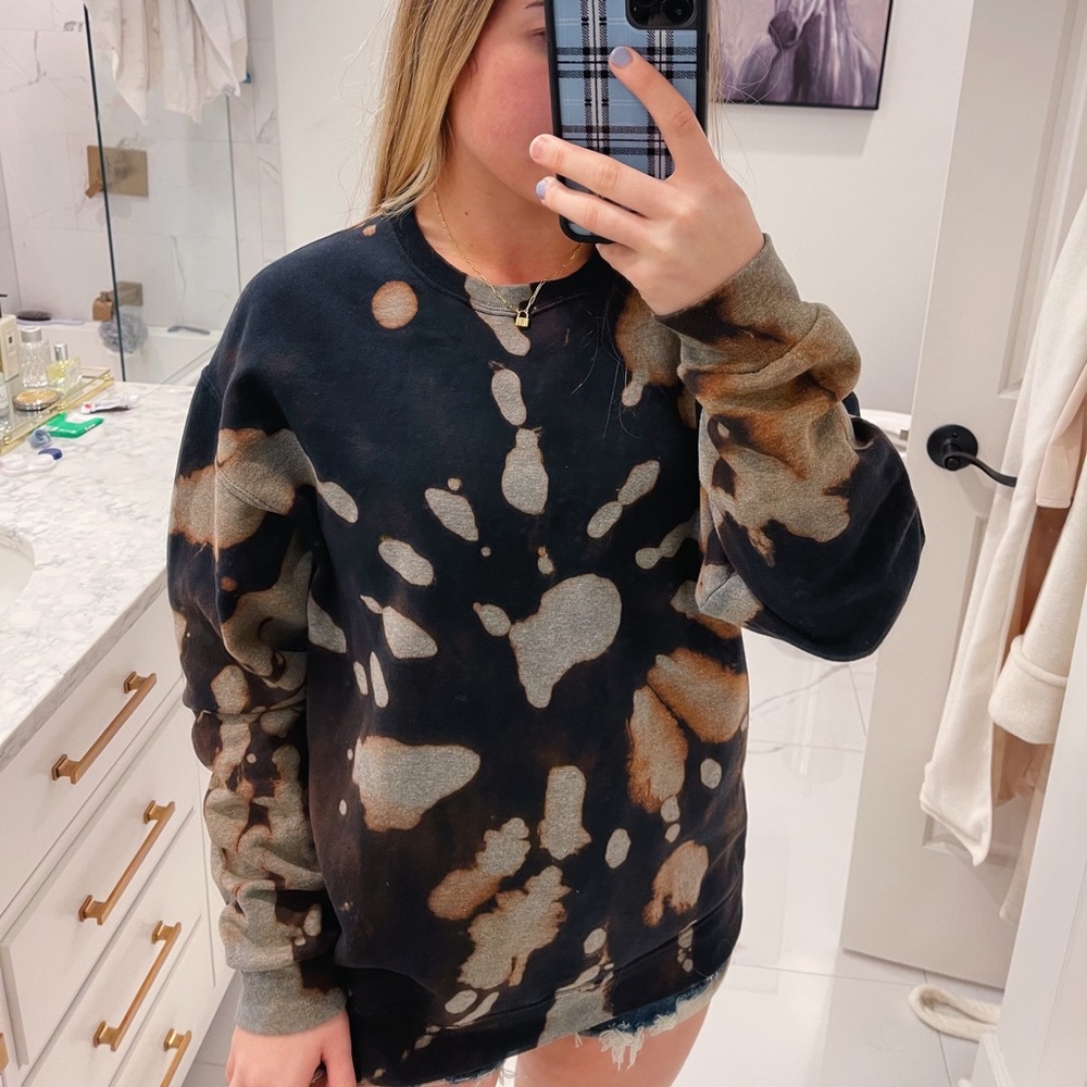 CUSTOM hand bleached sweatshirt